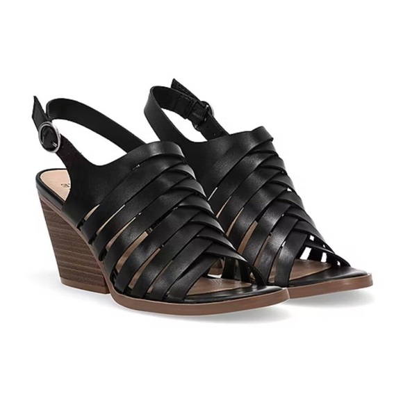 FRYE AND CO. Black Wedge Sandals sz7M - Picture 1 of 8